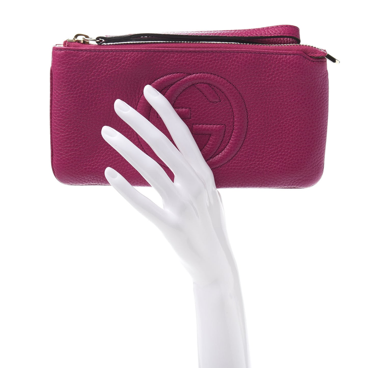 Pebbled Calfskin Soho Wristlet Bright Bougainvillea