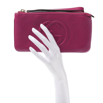 Gucci Pebbled Calfskin Soho Wristlet Bright Bougainvillea 2 of 10