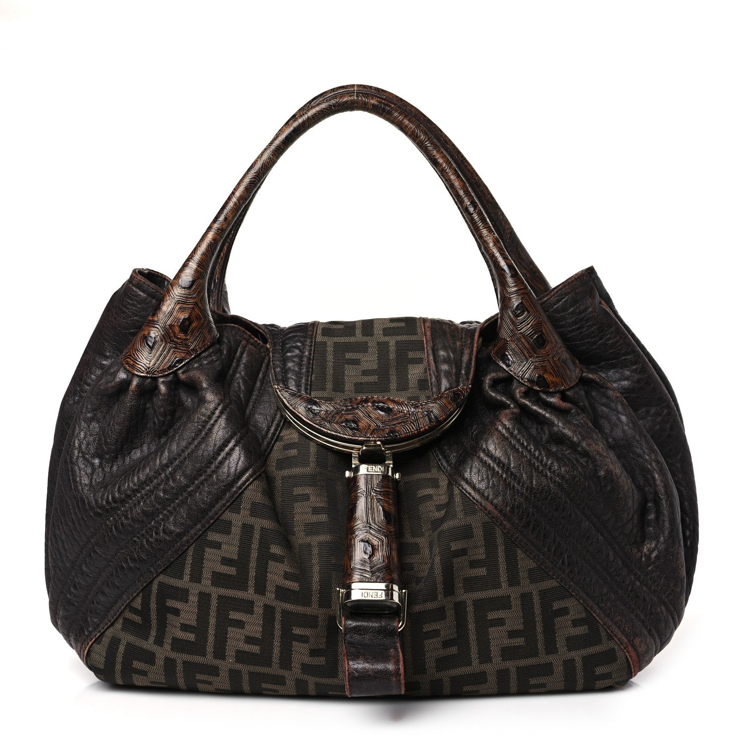 Fendi Zucca Nappa Nuvolata Vitello Tortuga Spy Tobacco Moro 1 of 9
