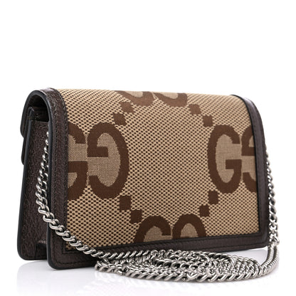 Gucci Monogram Jumbo GG Textured Dollar Calfskin Super Mini Dionysus Shoulder Bag Camel Ebony New Acero 3 of 8