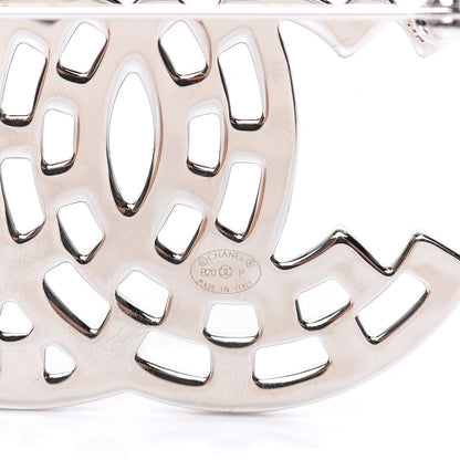 Chanel Baguette Crystal CC Brooch Silver Black 4 of 5