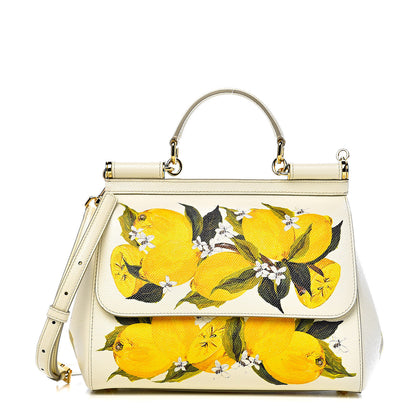 Dolce & Gabbana Dauphine Lemon Print Medium Miss Sicily Satchel White 1 of 9