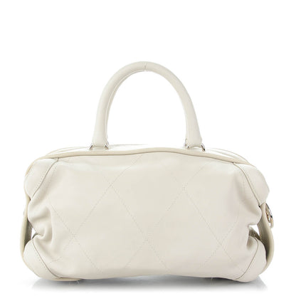 Chanel Calfskin Quilted Round Bowling Bag White 1 of 7