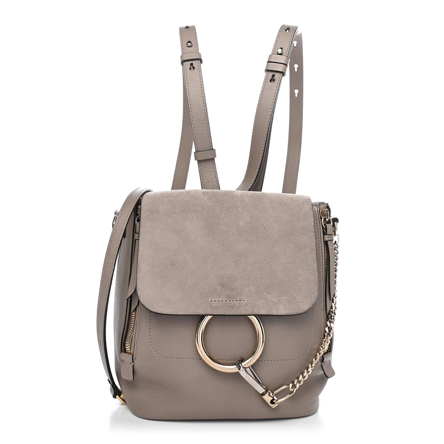 Suede Calfskin Small Faye Backpack Motty Grey