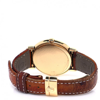 Rolex 18K Yellow Gold Ostrich 33mm Cellini Quartz Watch Brown 4 of 9