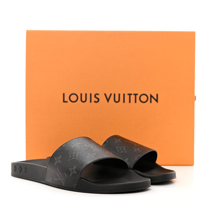 Louis Vuitton Rubber Monogram Eclipse Mens Waterfront Mules 8 Black 9 of 9