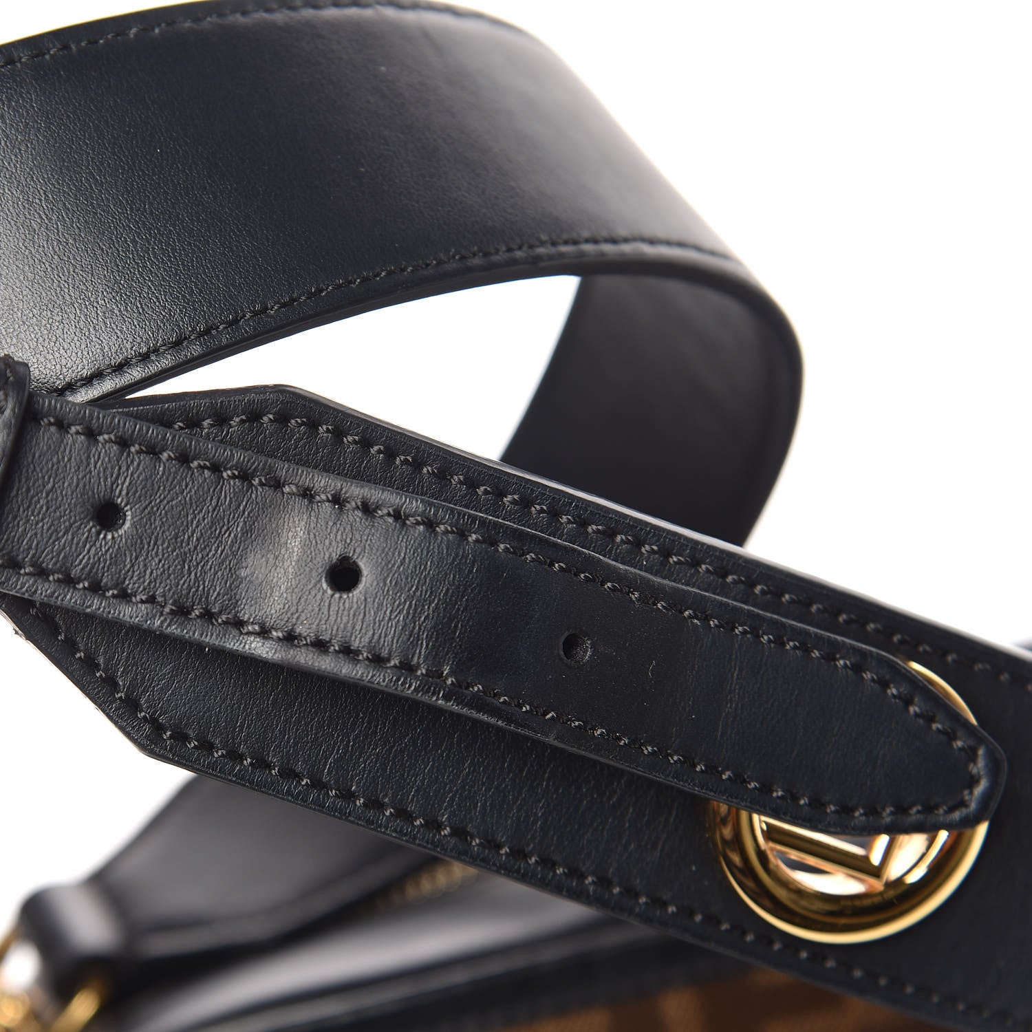 Fendi Glazed Fabric Vitello Century F is Fendi FF 1974 Stamp Patch Camera Case Mogano Panna Black 8 of 10