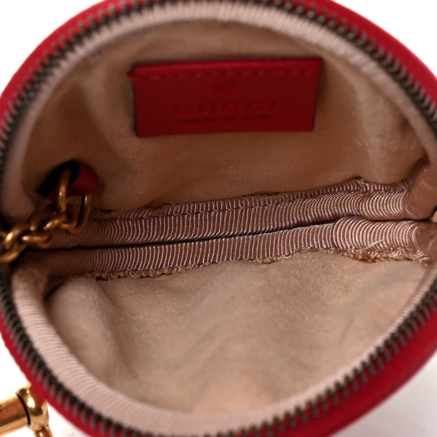 Calfskin Matelasse GG Marmont Round Coin Purse Hibiscus Red