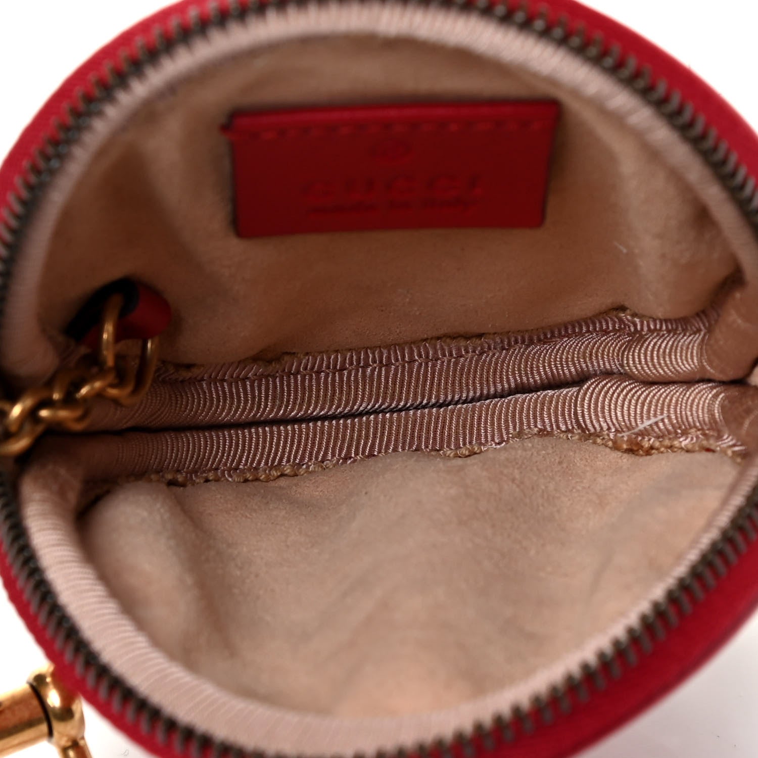 Gucci Calfskin Matelasse GG Marmont Round Coin Purse Hibiscus Red 4 of 4