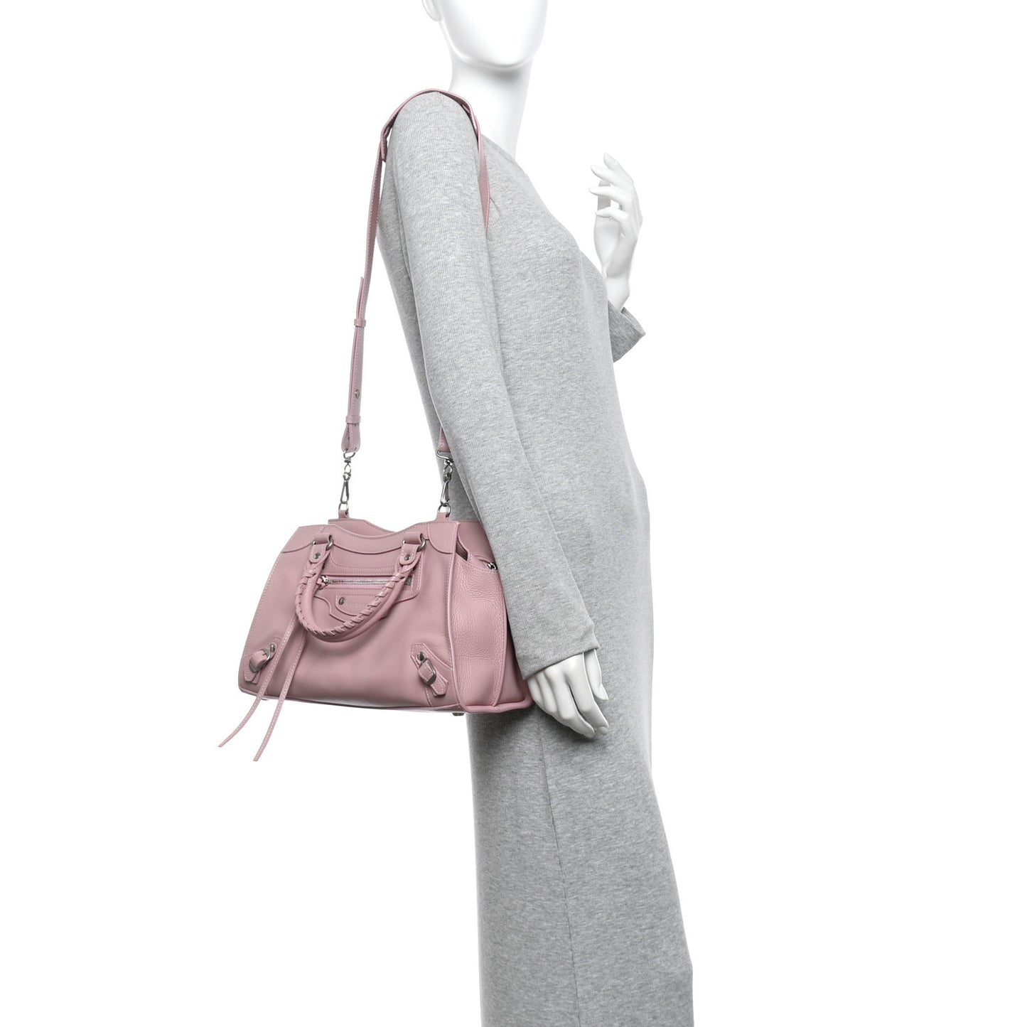 Grained Calfskin Neo Classic Silver Hardware S City Powder Pink