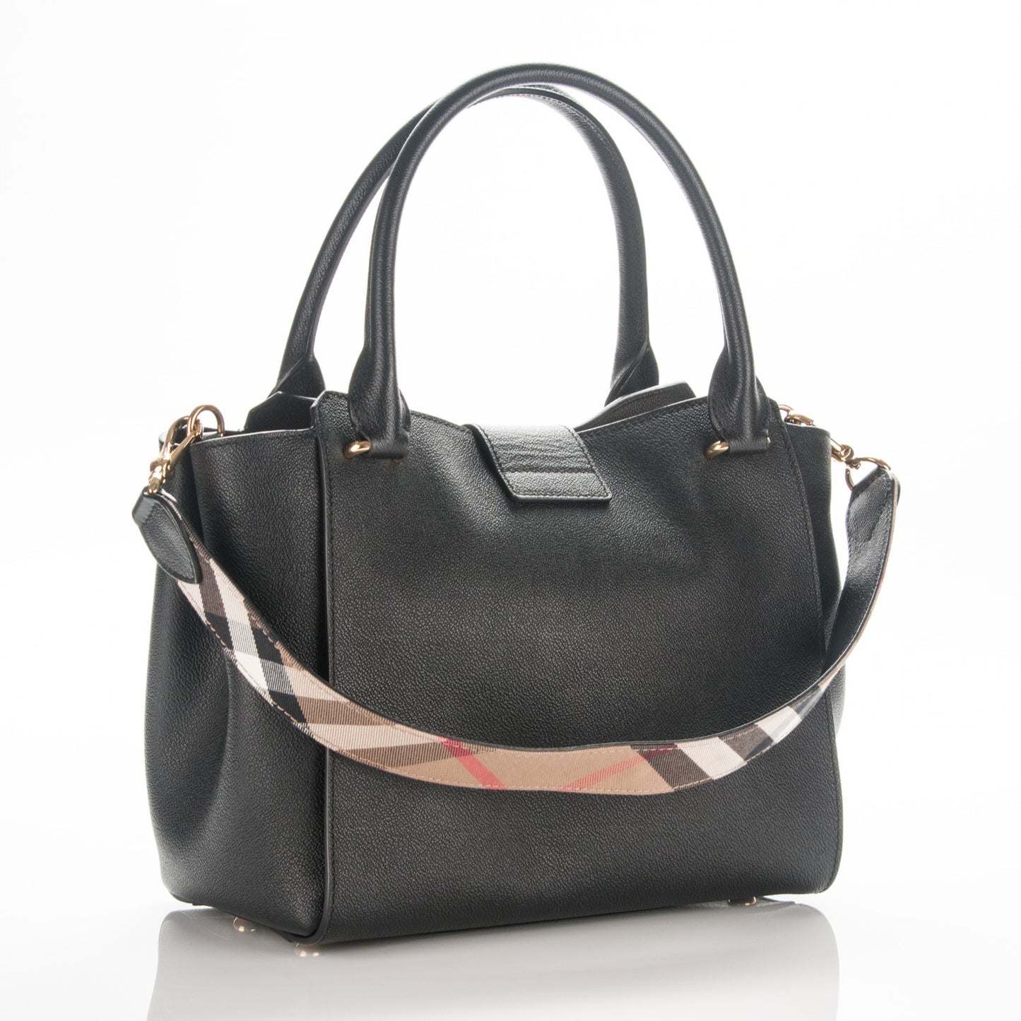 Soft Grain Calfskin Large Buckle Tote Black