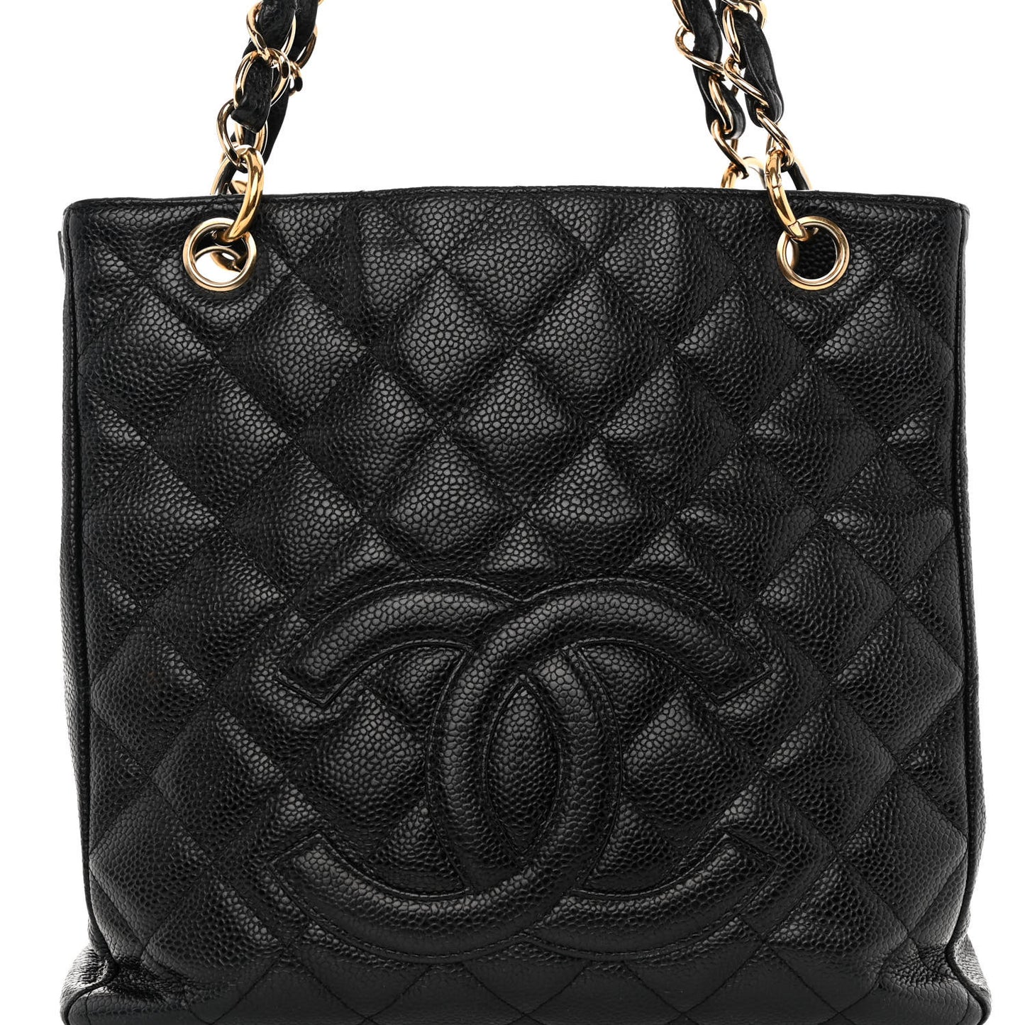Caviar Quilted Petit Shopping Tote PST Black