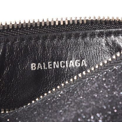 Balenciaga Glitter Sparkled Calfskin Logo Long Card Holder Black 6 of 6