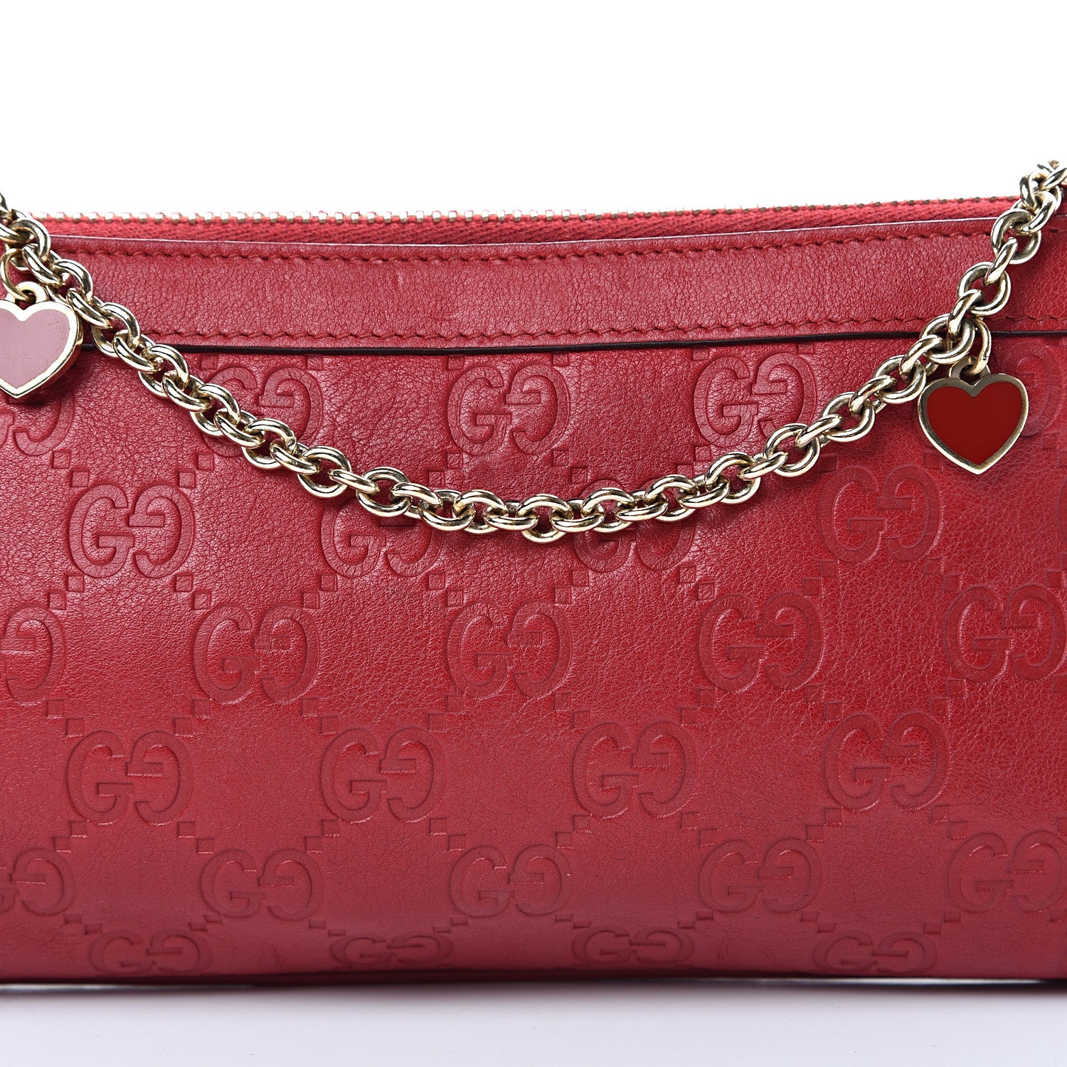 Gucci Guccissima Heart Chain Pochette Red 7 of 9