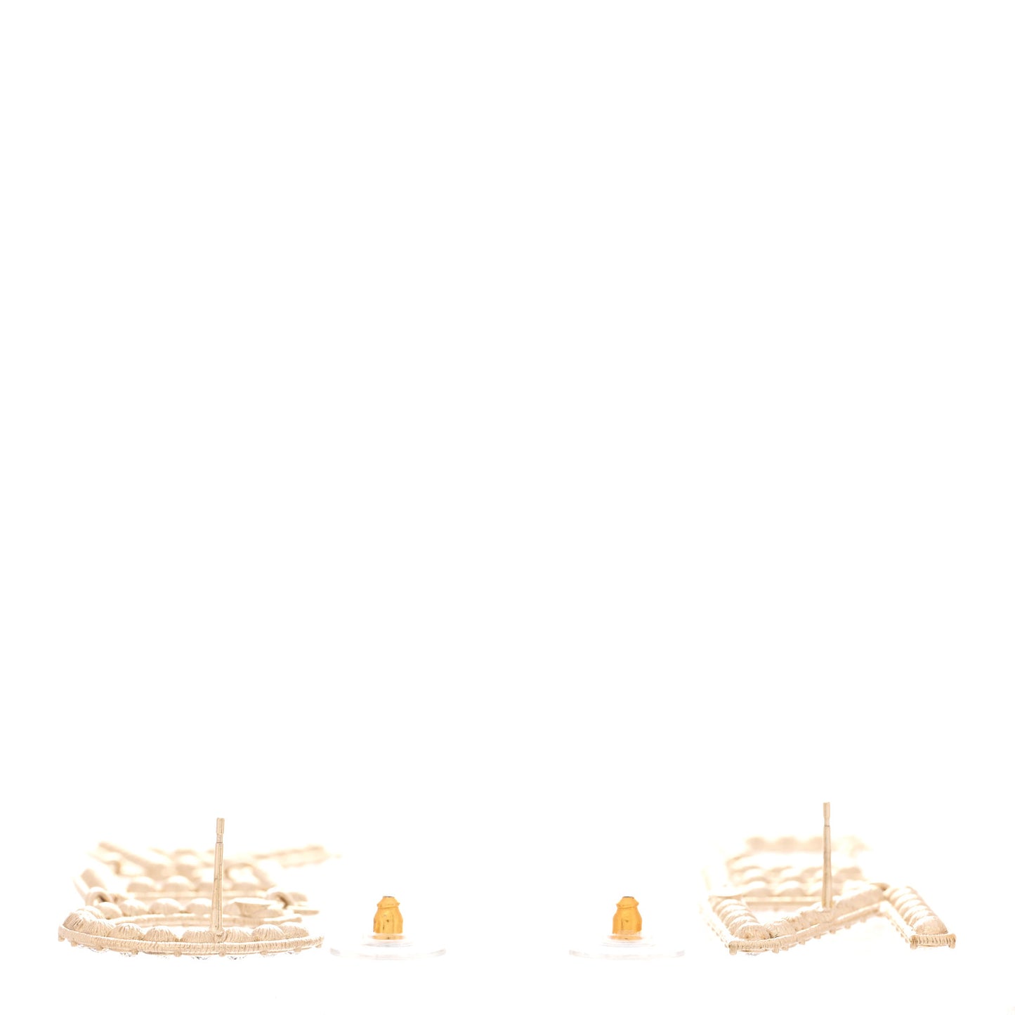Crystal Cha-Nel Logo Drop Earrings Gold