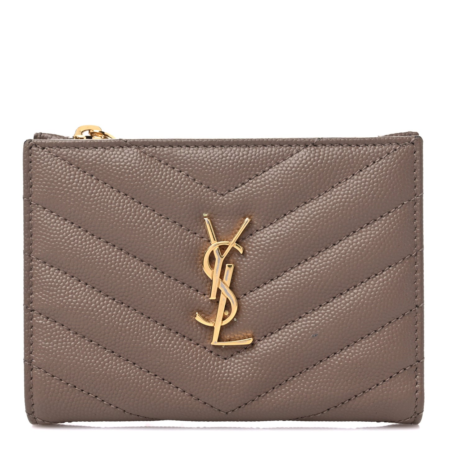Grain De Poudre Matelasse Chevron Monogram Zipped Two-Part Wallet Dark Latte