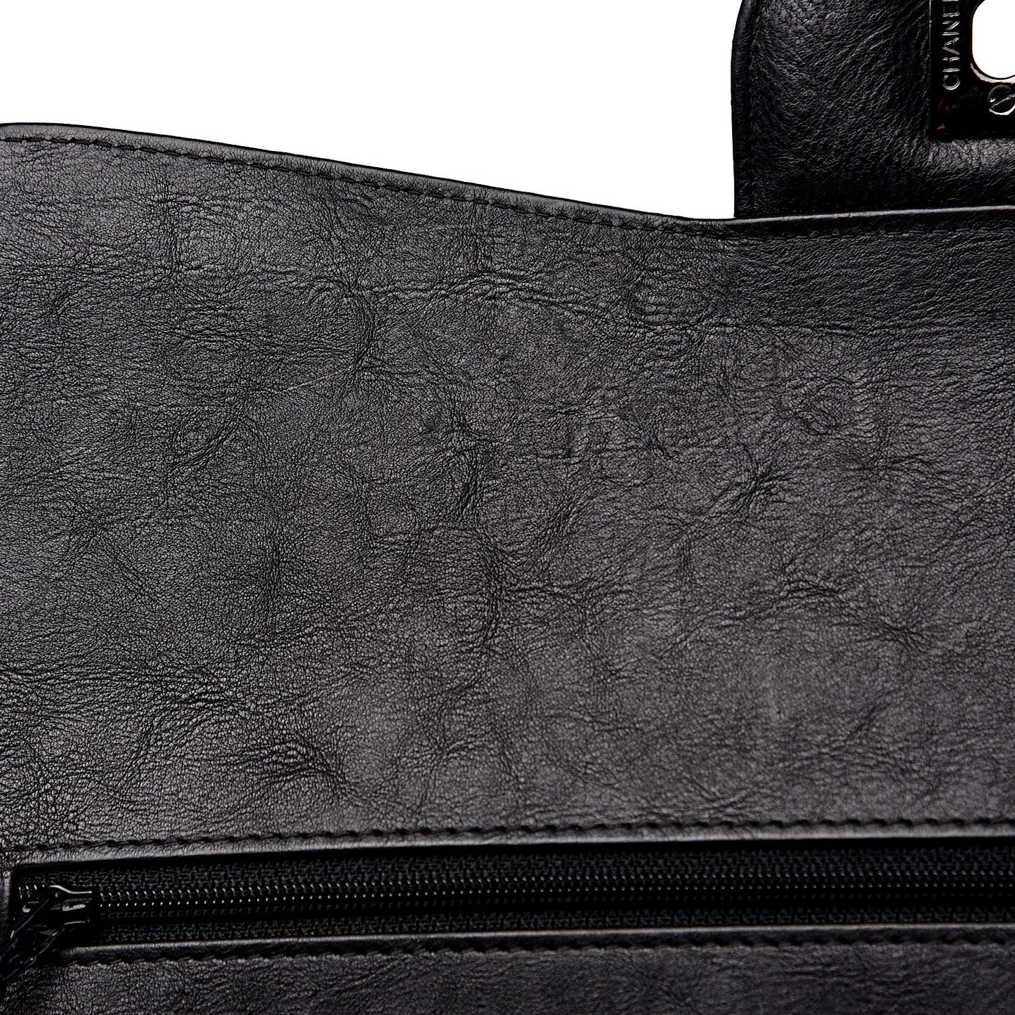 Crumpled Calfskin Quilted Jumbo Double Flap So Black