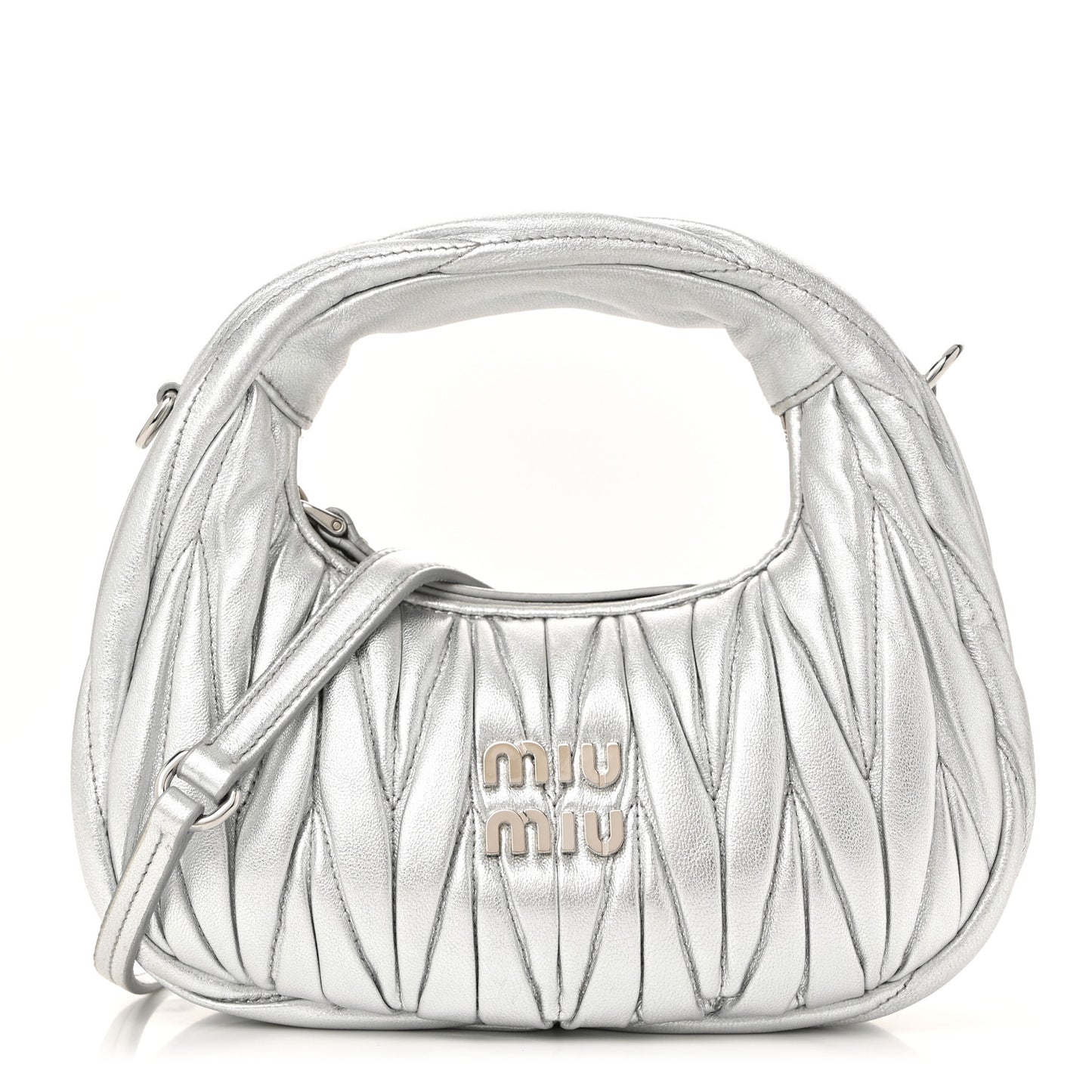Metallic Nappa Matelasse Mini Wander Hobo Cromo