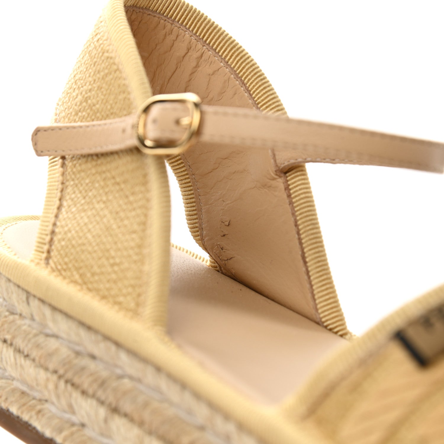 Fendi Raffia FF Embroidered Espadrille Platform Sandals 36 Natural 7 of 9