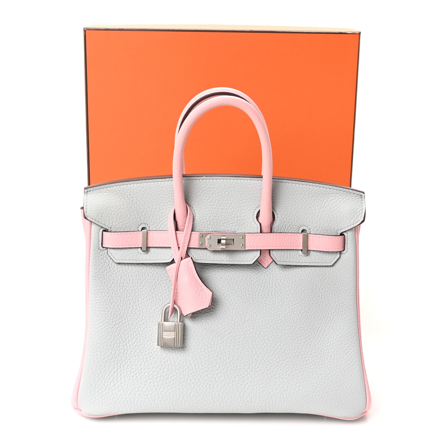 Hermes Togo Horseshoe Birkin 25  Bleu Pale Rose Sakura 11 of 11