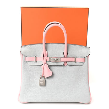 Hermes Togo Horseshoe Birkin 25  Bleu Pale Rose Sakura 11 of 11