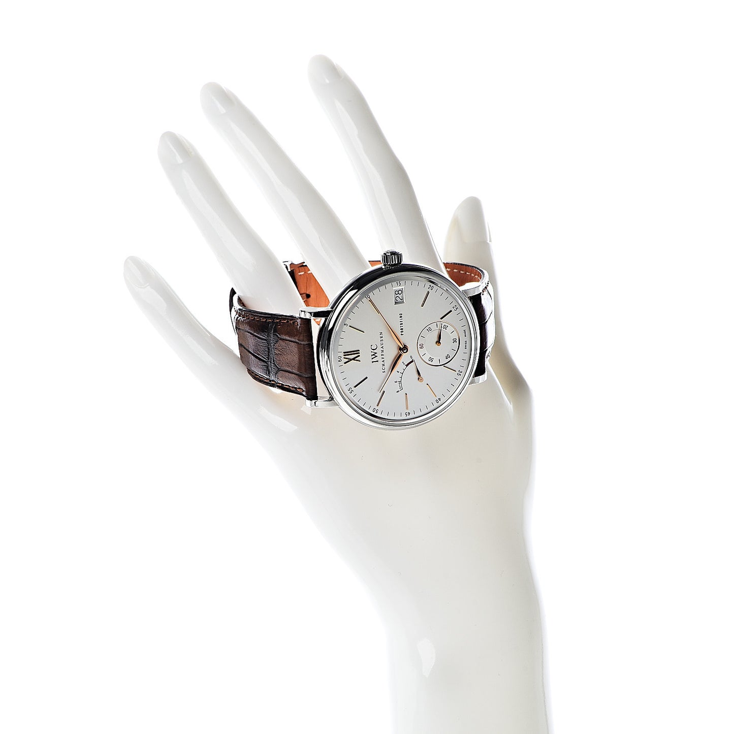 Stainless Steel 18K Rose Gold Alligator 45mm Portofino Manual Winding Watch IW510103