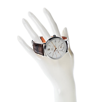 IWC Stainless Steel 18K Rose Gold Alligator 45mm Portofino Manual Winding Watch IW510103 2 of 9