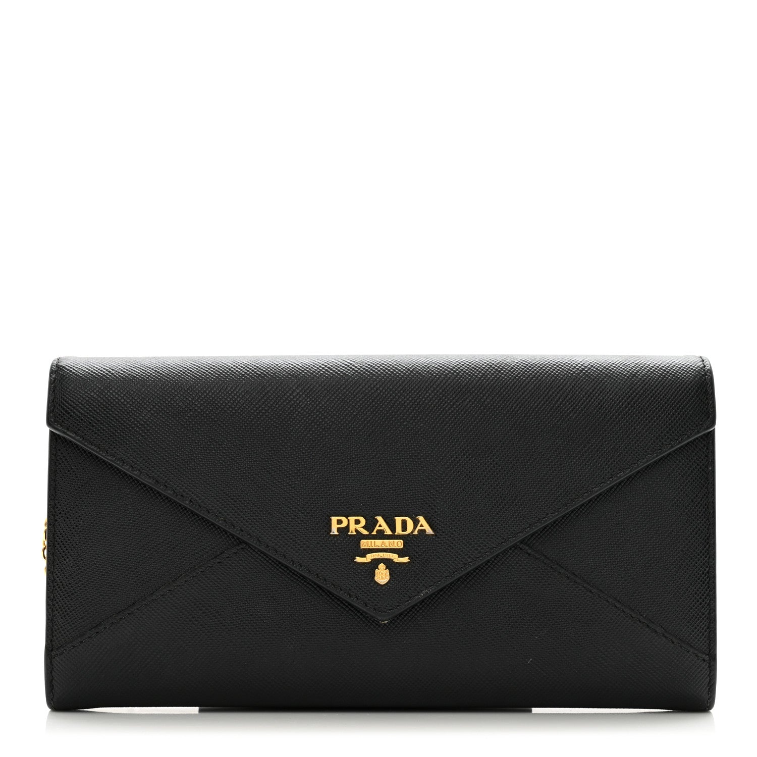 Prada Saffiano Metal Envelope Wallet Black 1 of 10