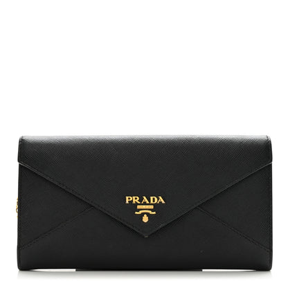 Prada Saffiano Metal Envelope Wallet Black 1 of 10