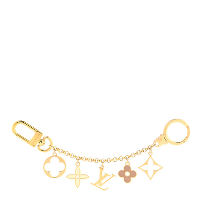 Louis Vuitton Brass Enamel Fleur De Monogram Bag Charm Chain Gold 1 of 4