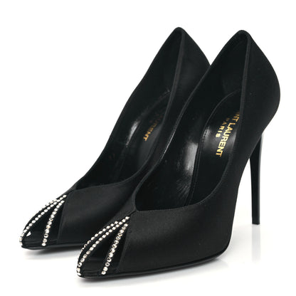 Saint Laurent Satin Crystal Martinique 110 Pump 37 Black 3 of 9