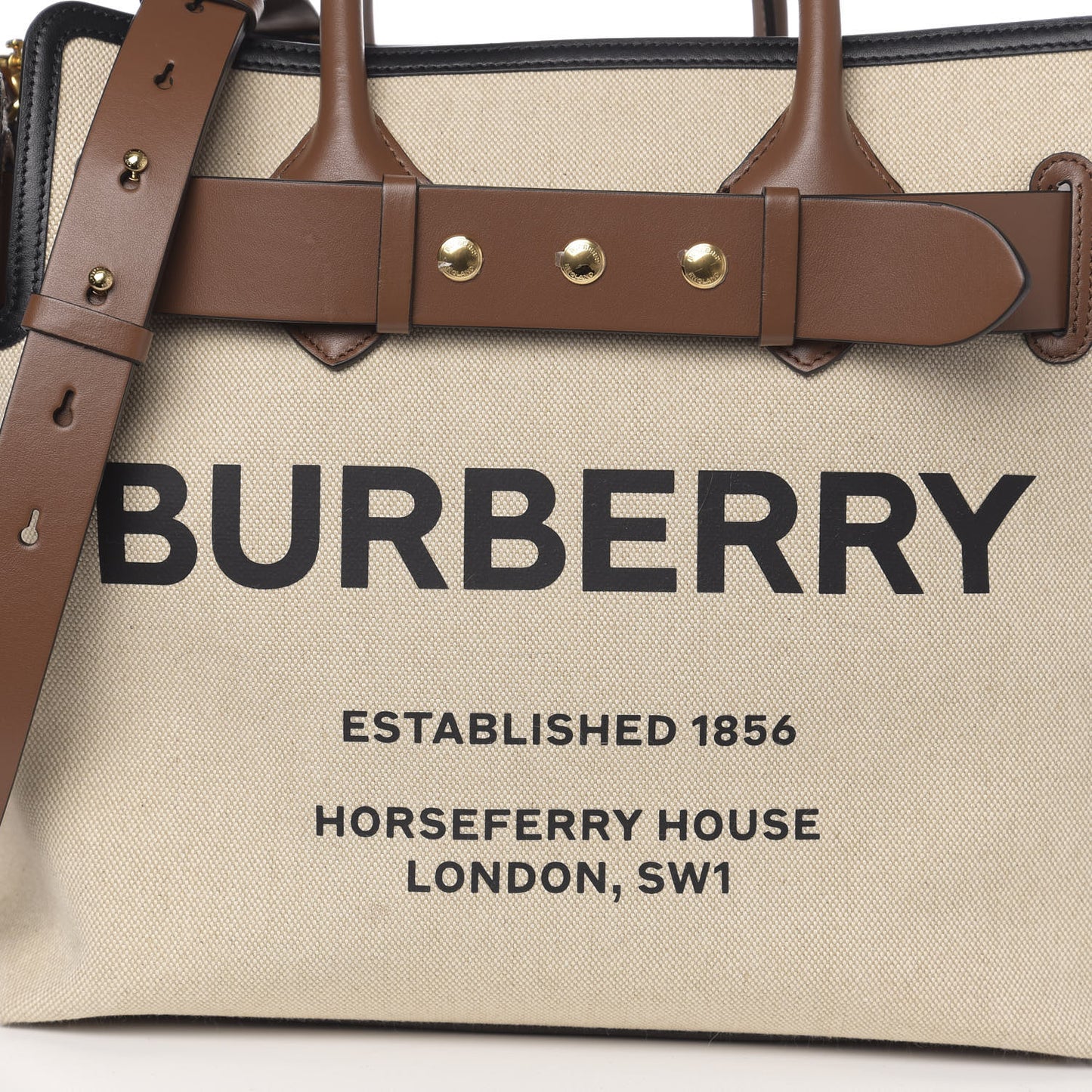 Calfskin Canvas Logo Print Medium Belt Bag Malt Brown Black