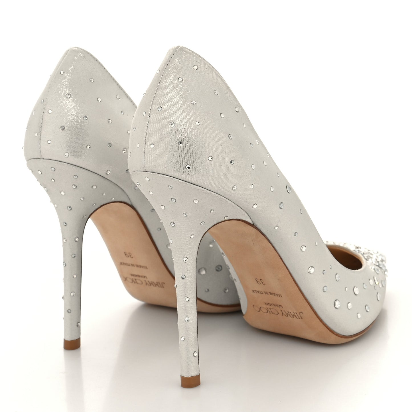 Shimmer Suede Crystal Embellished Abel 100 Pumps 39 White