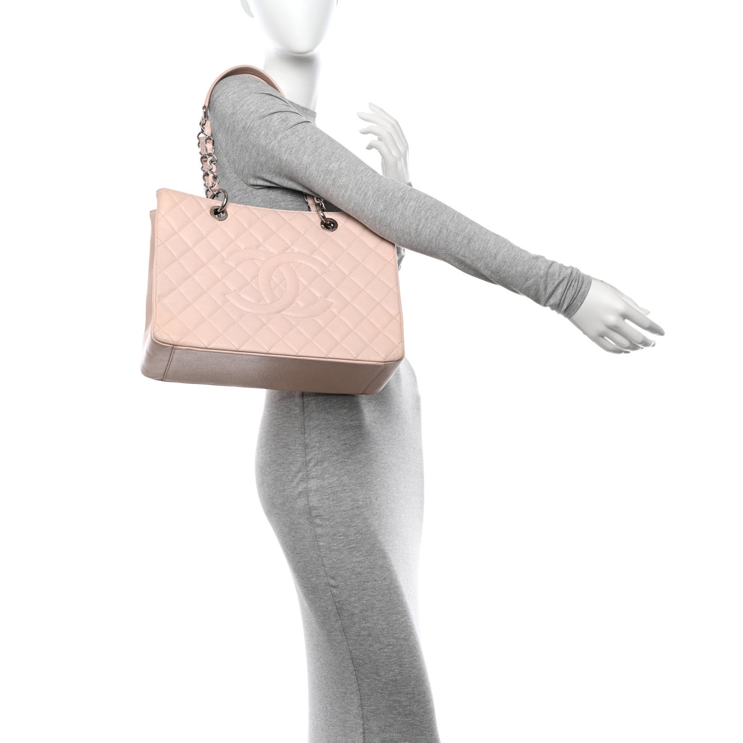 Caviar Quilted Grand Shopping Tote GST Light Pink