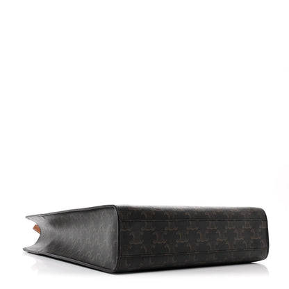 Celine Triomphe Canvas Calfskin Small Vertical Cabas Tan 4 of 9