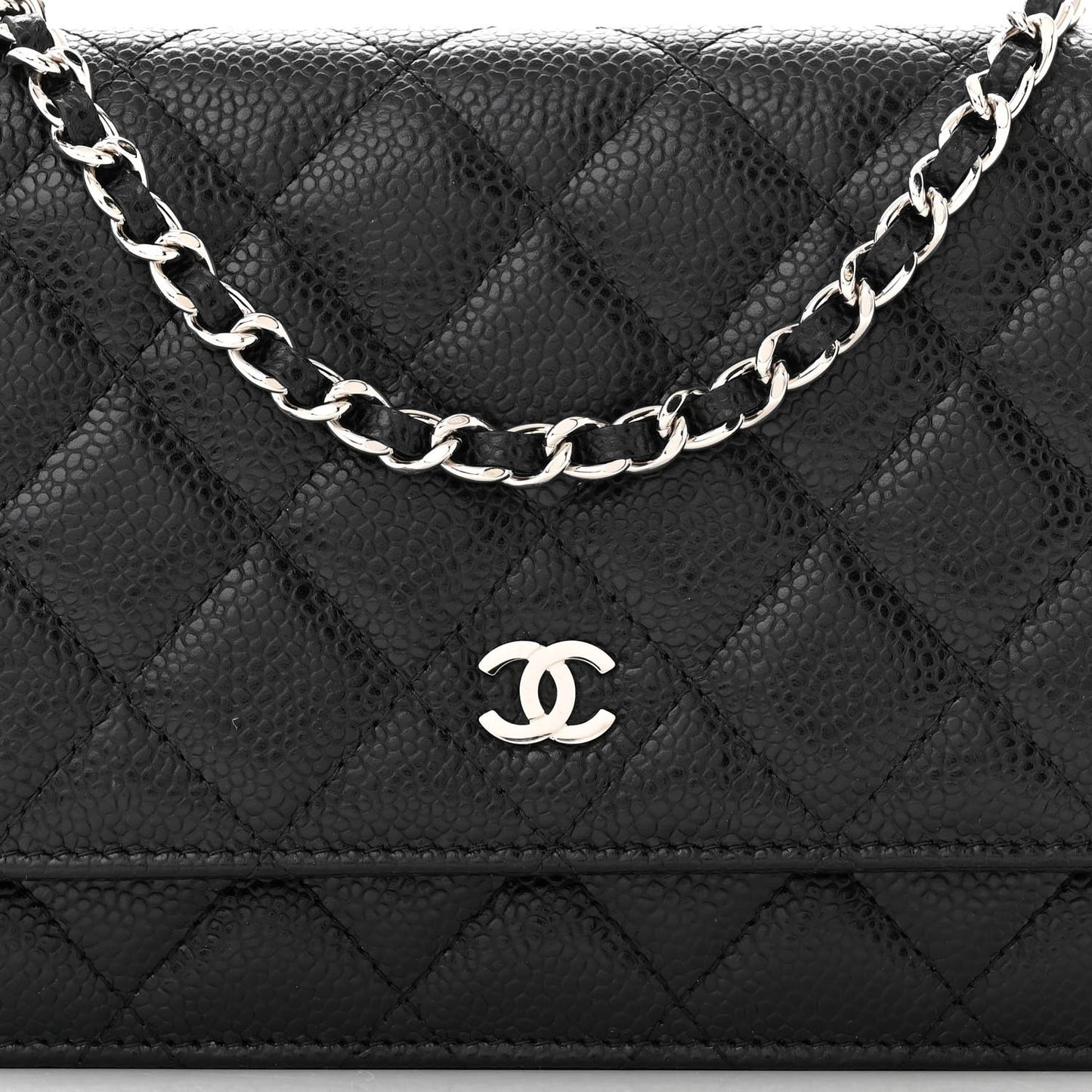 Caviar Quilted Wallet on Chain WOC Black