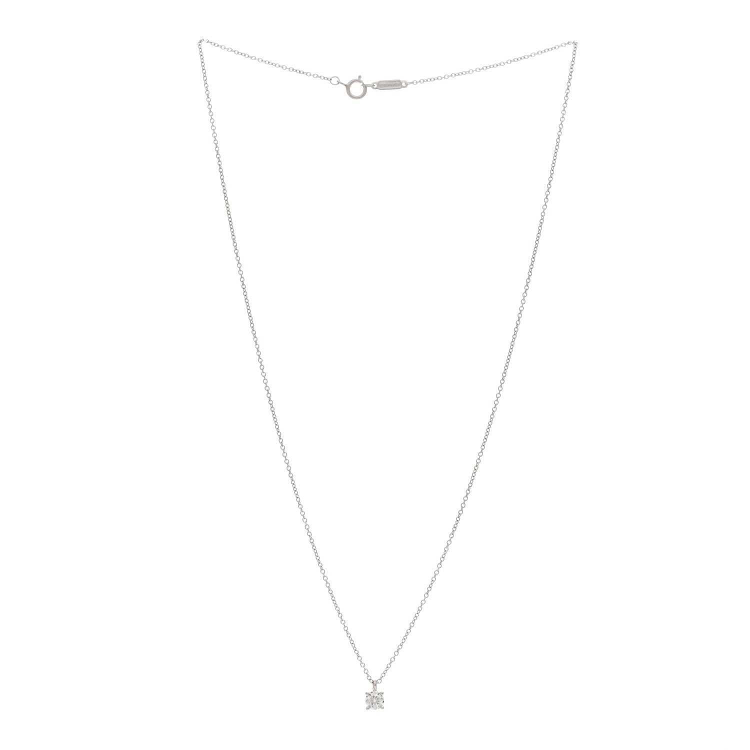 Tiffany Platinum Diamond .28ct Solitaire Pendant Necklace 3 of 4