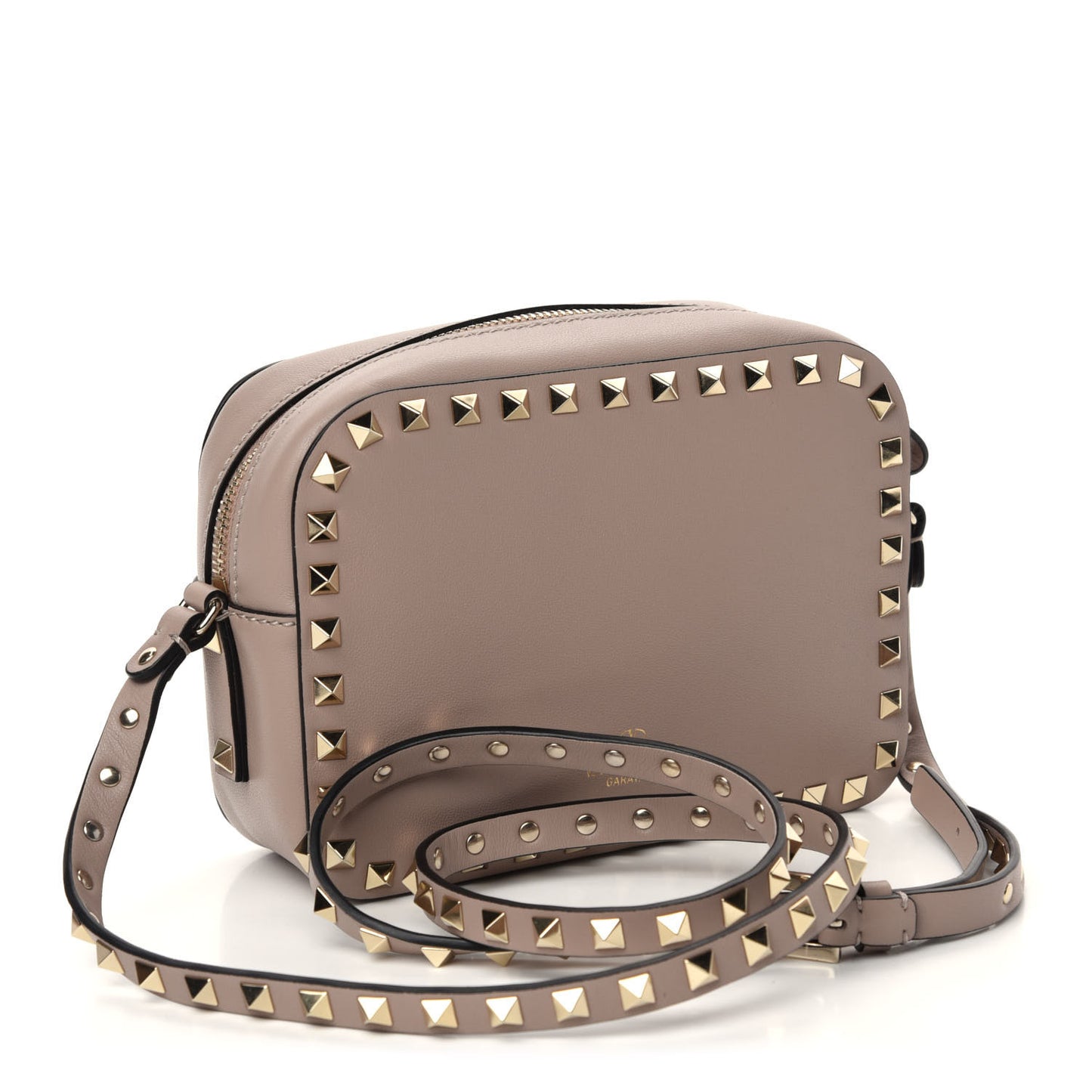 Calfskin Rockstud Camera Crossbody Bag Poudre