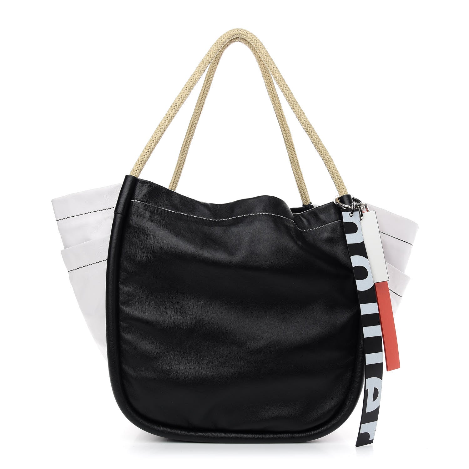 Proenza Schouler Nappa Colorblock Side Pockets Tote Black White 1 of 8