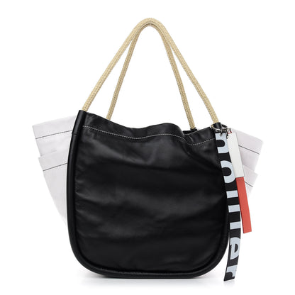 Proenza Schouler Nappa Colorblock Side Pockets Tote Black White 1 of 8