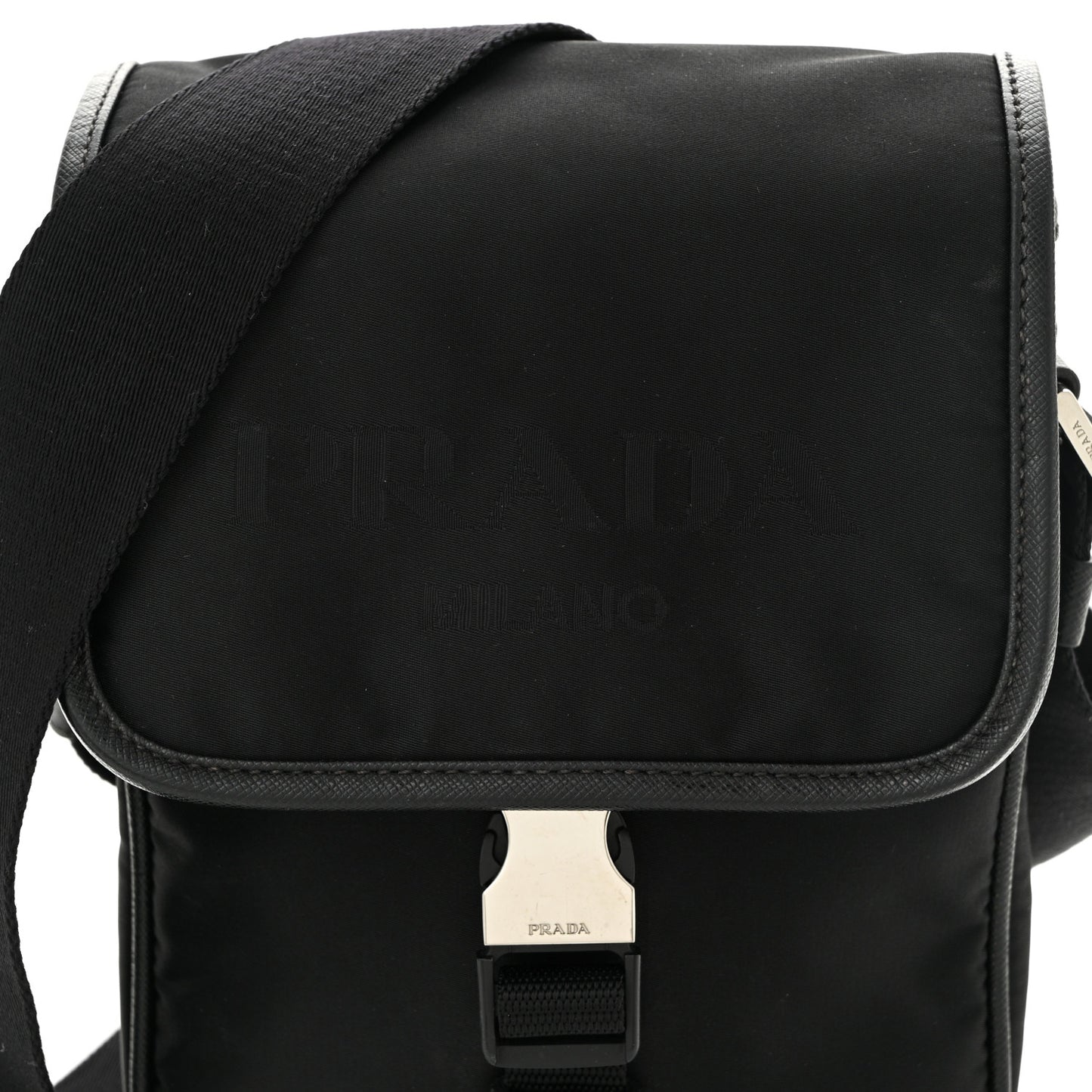 Tessuto Nylon Saffiano Logo Messenger Bag Black