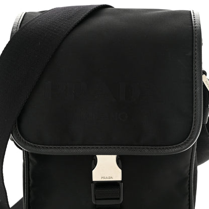 Prada Tessuto Nylon Saffiano Logo Messenger Bag Black 7 of 9