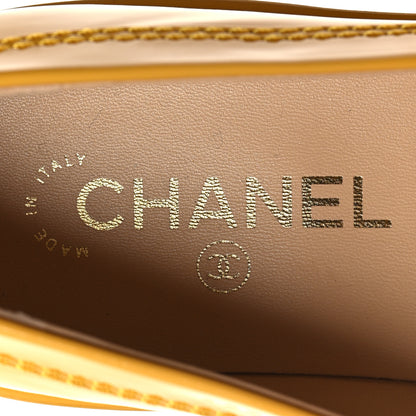 Chanel Shiny Calfskin Logo Loafers 39 Yellow 7 of 8