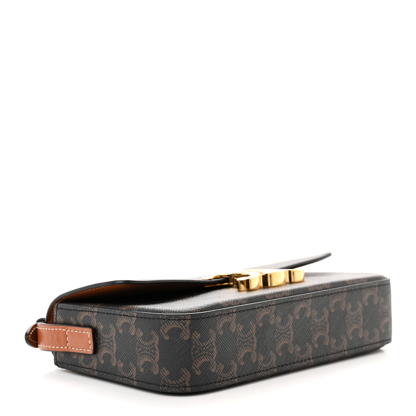 Canvas Calfskin Triomphe Shoulder Bag Tan