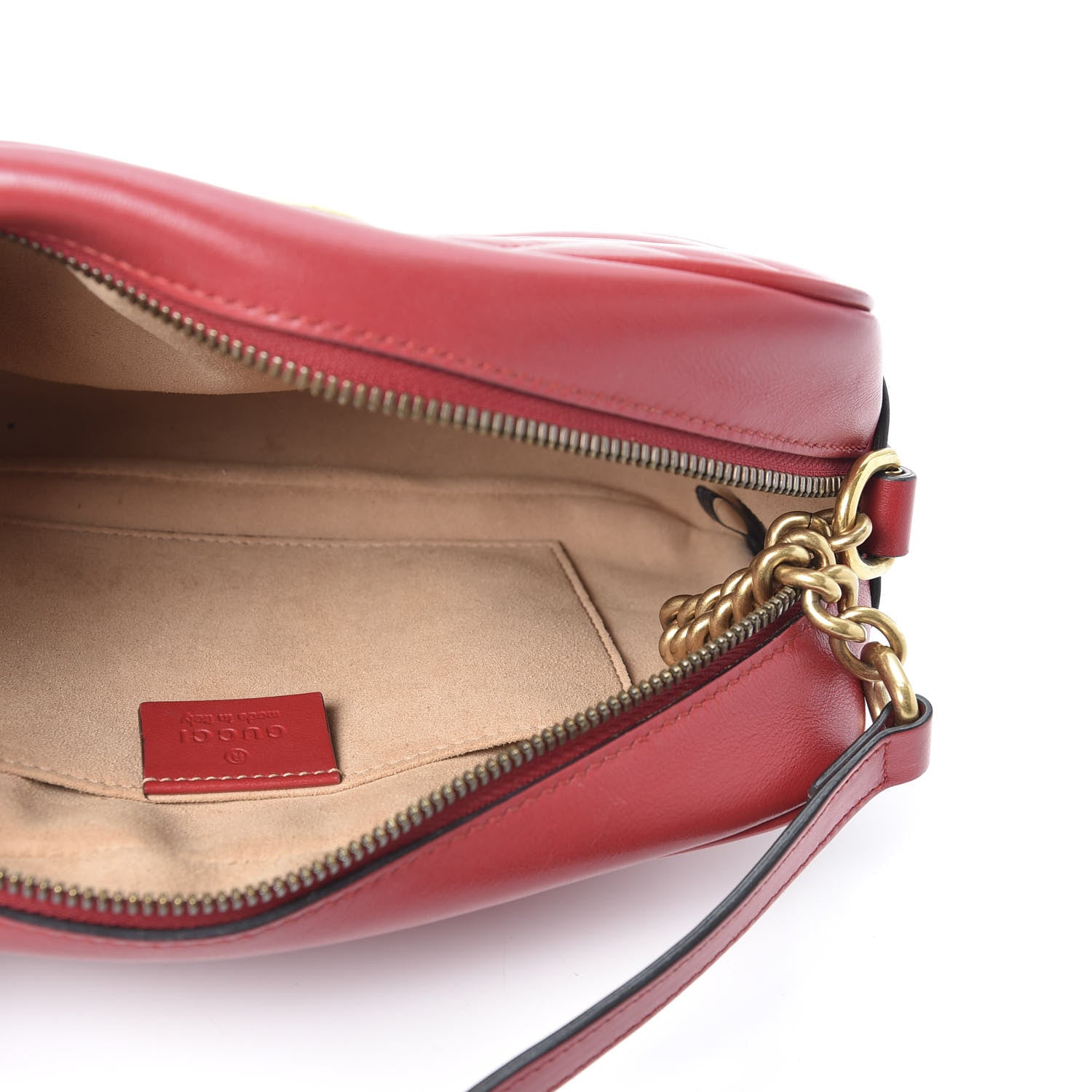 Gucci Calfskin Matelasse Small GG Marmont Chain Shoulder Bag Hibiscus Red 4 of 10