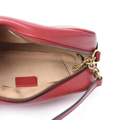 Gucci Calfskin Matelasse Small GG Marmont Chain Shoulder Bag Hibiscus Red 4 of 10