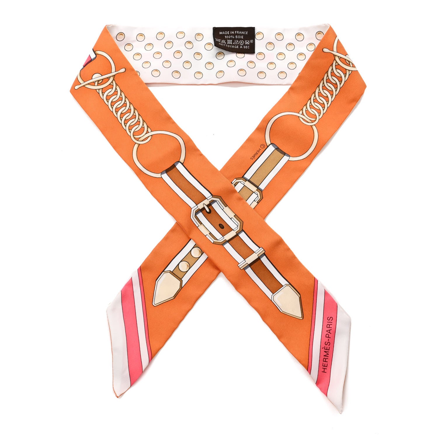 Hermes Silk Grand Tralala Twilly Creme Roux Corail 1 of 4