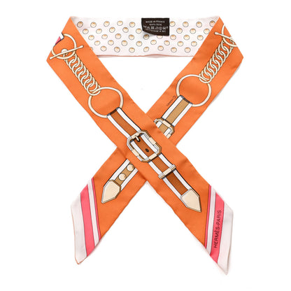 Hermes Silk Grand Tralala Twilly Creme Roux Corail 1 of 4