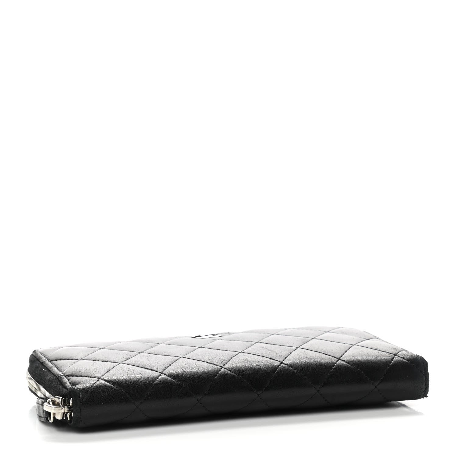 Chanel Lambskin Quilted Large Gusset Zip Around Wallet Black 4 of 18