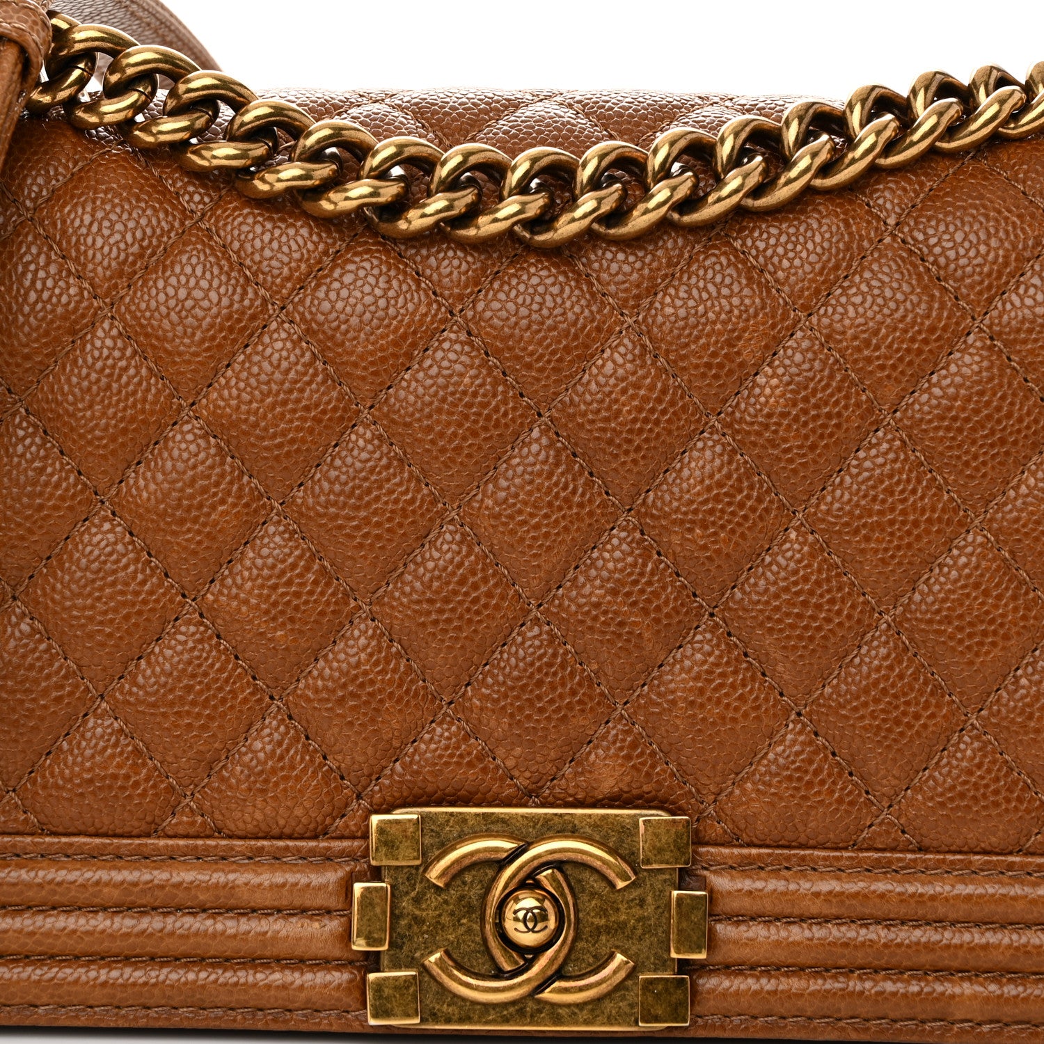 Chanel Caviar Quilted Medium Boy Flap Light Brown 8 of 11